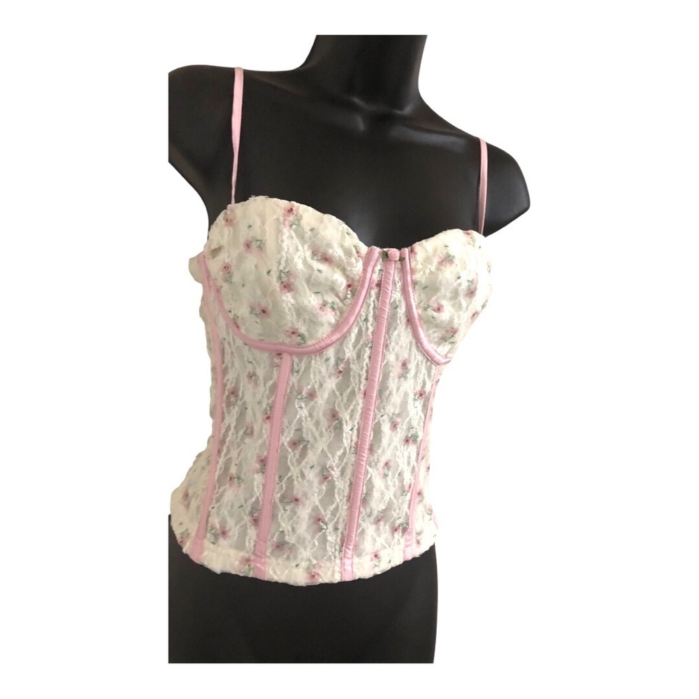 Pretty Garbage off-white & pink lace corset style top size medium brand new - Picture 11 of 14